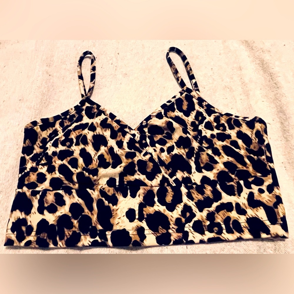 New Sexy Leopard Print Crop Top Tank Women’s Small Intimates Club Wear